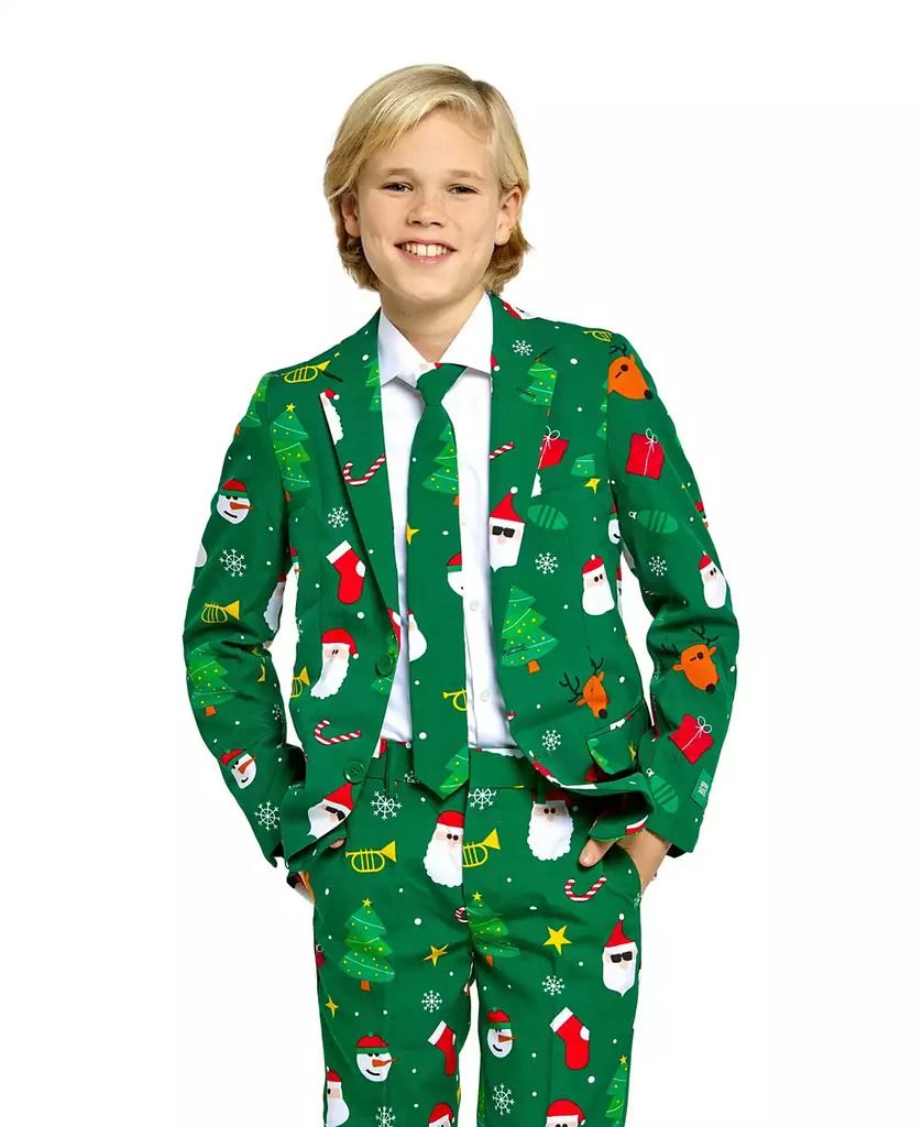 商品OppoSuits|Big Boys Festivity Christmas Party Outfit Including Blazer, Pants and Tie Suit Set,价格¥898,第3张图片详细描述