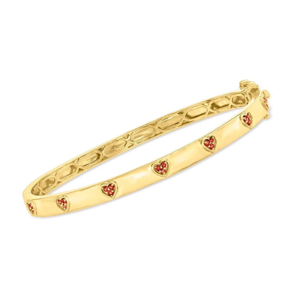 商品Ross-Simons|Ross-Simons Garnet Heart Bangle Bracelet in 18kt Gold Over Sterling,价格¥1178,第1张图片