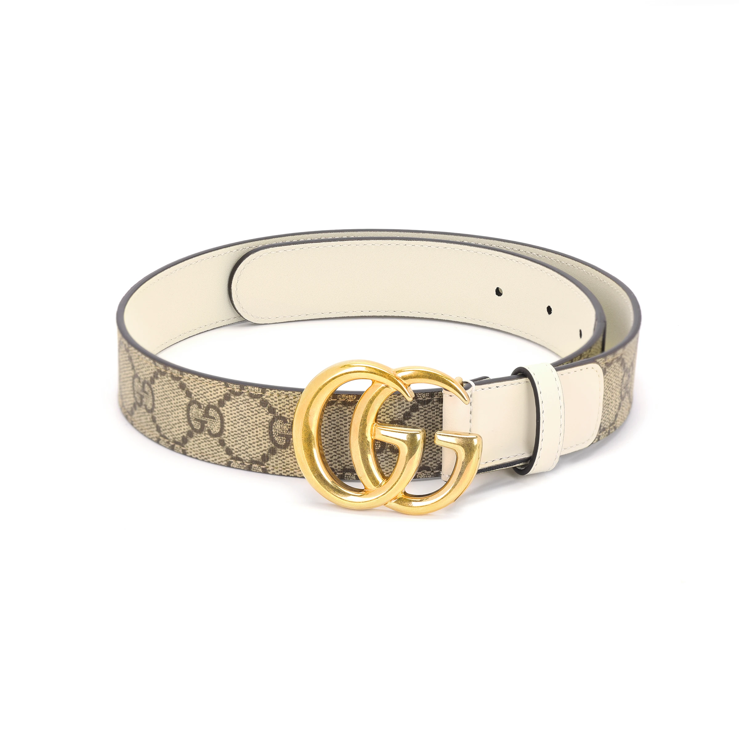 商品[国内直发] Gucci|古驰 字母Logo简约时尚平滑扣 皮带 女款 米色 宽3cm,价格¥6009,第3张图片详细描述
