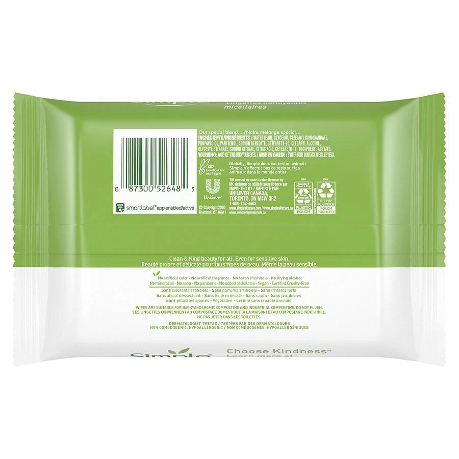 商品Simple|Cleansing Wipes Micellar Micellar,价格¥69,第2张图片详细描述