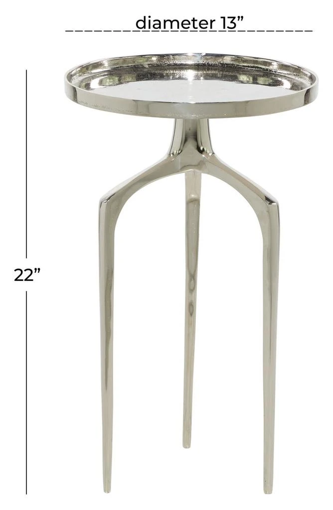 商品VIVIAN LUNE HOME|Silver Aluminum Contemporary Accent Table with 3 Tripod Legs,价格¥743,第5张图片详细描述