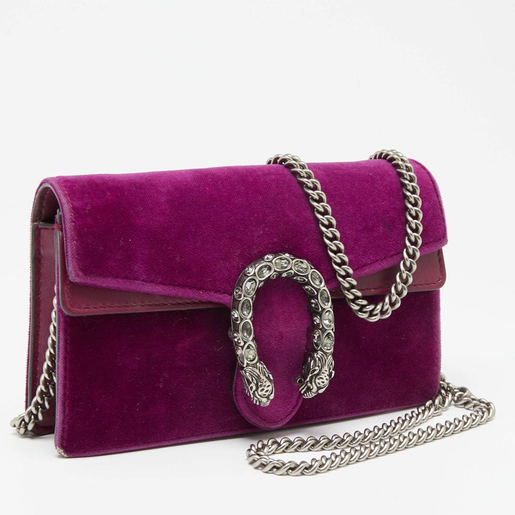Gucci Purple Velvet and Leather Super Mini Dionysus Crossbody Bag商品第3张图片规格展示