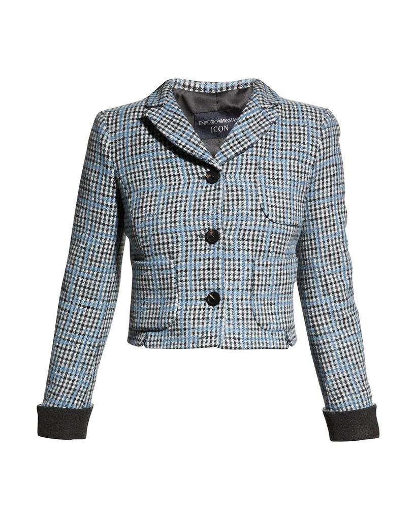商品Emporio Armani|Cropped Plaid Wool Jacket,价格¥5687,第4张图片详细描述
