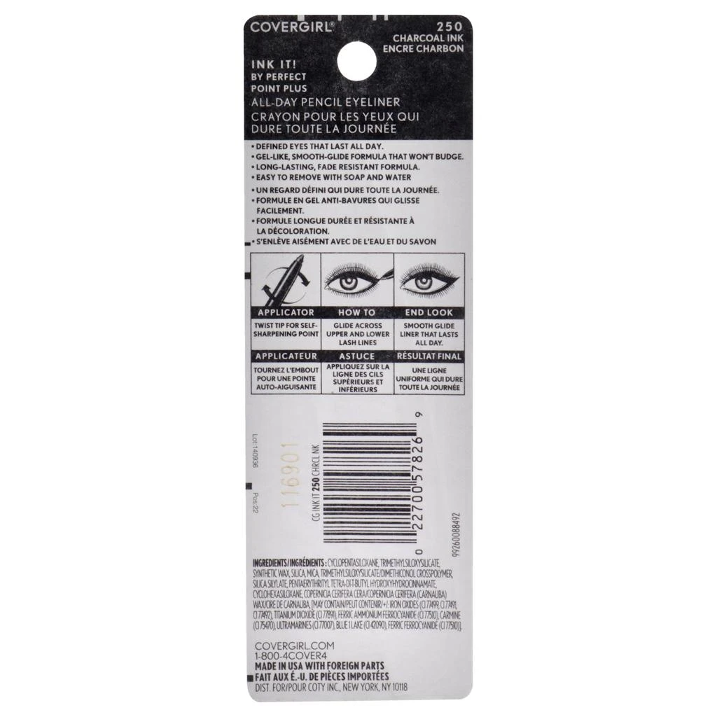 商品Covergirl|Ink It! By Perfect Point Plus - # 250 Charcoal Ink by CoverGirl for Women - 0.006 oz Eyeliner,价格¥72,第1张图片