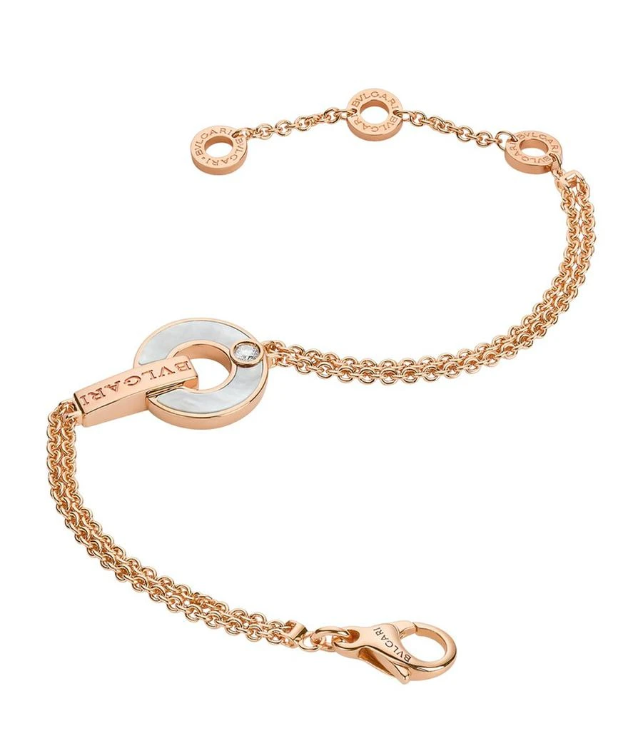 商品BVLGARI|Rose Gold, Diamond and Mother-of-Pearl BVLGARI BVLGARI Openwork Bracelet,价格¥35649,第2张图片详细描述