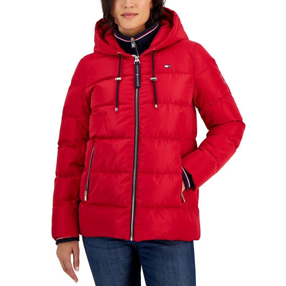 商品Tommy Hilfiger|Women's Hooded Ribbed-Collar Puffer Jacket,价格¥734,第1张图片