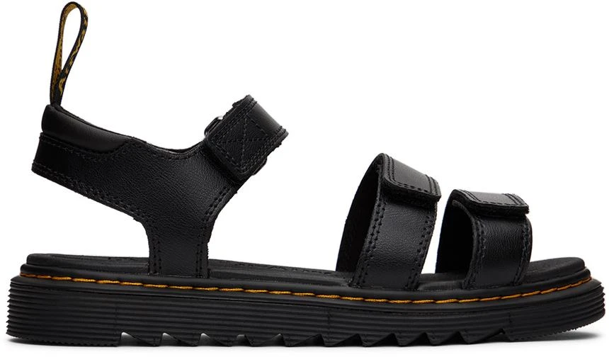 商品Dr. Martens|Kids Black Klaire Leather Strap Big Kids Sandals,价格¥664,第1张图片