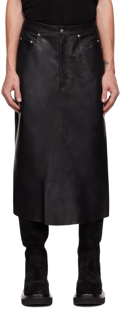 商品Rick Owens|Black Godet Midi Skirt,价格¥6908,第1张图片