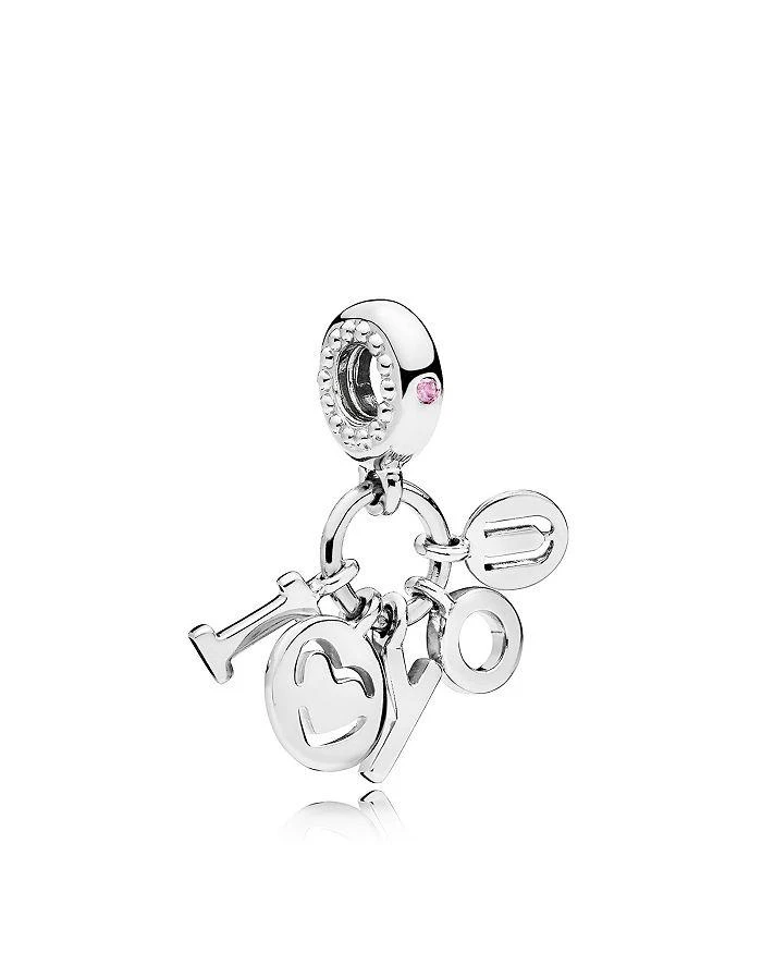 商品PANDORA|Sterling Silver & Cubic Zirconia I Love You Dangle Charm,价格¥408,第2张图片详细描述