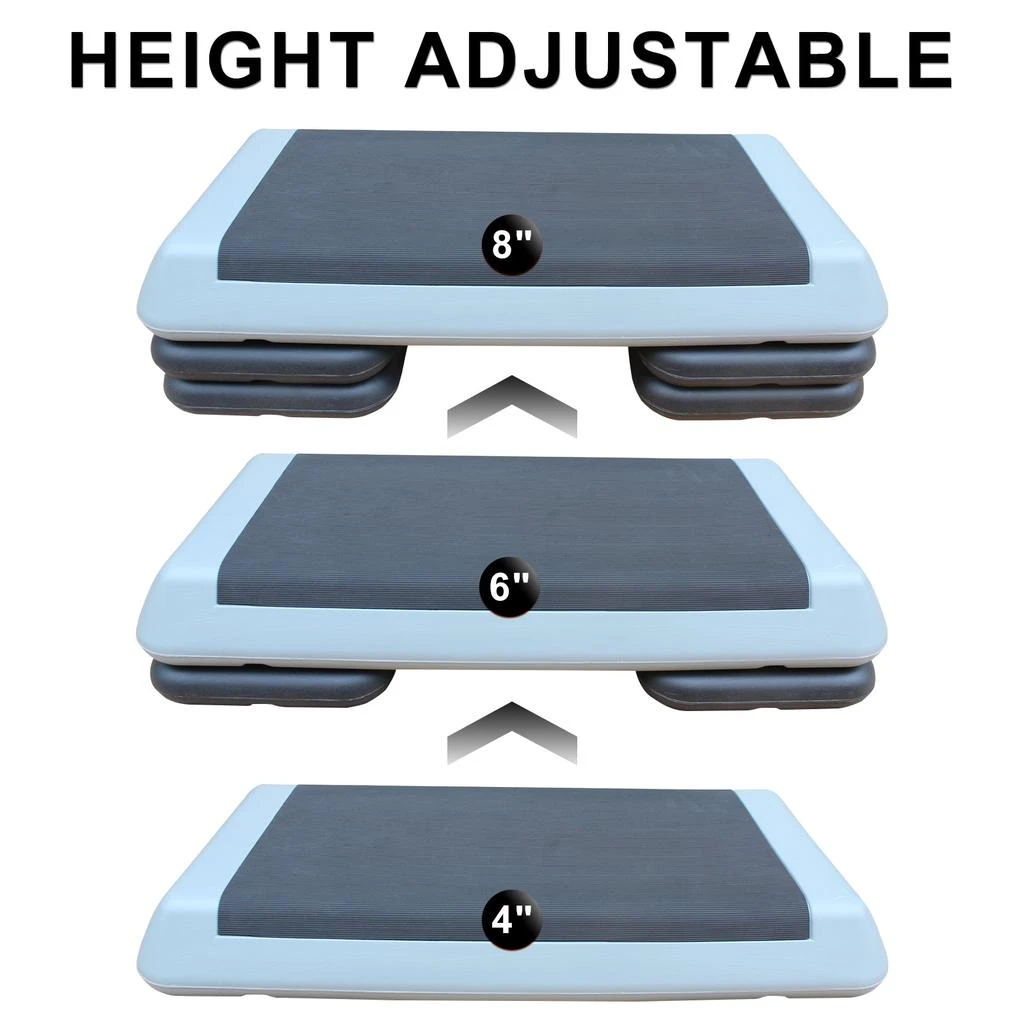 商品Streamdale Furniture|Streamdale Adjustable Workout Aerobic Stepper in Fitness & Exercise Step Platform Trainer Gray Black with 2 Risers,价格¥760,第5张图片详细描述