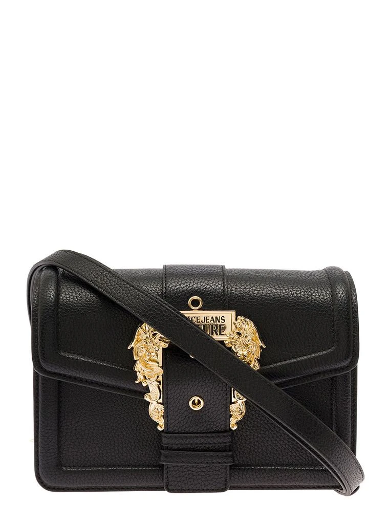 商品Versace|Black Shoulder Bag in Leatherette with Baroque Buckle VERSACE JEANS COUTURE Woman,价格¥1578,第1张图片