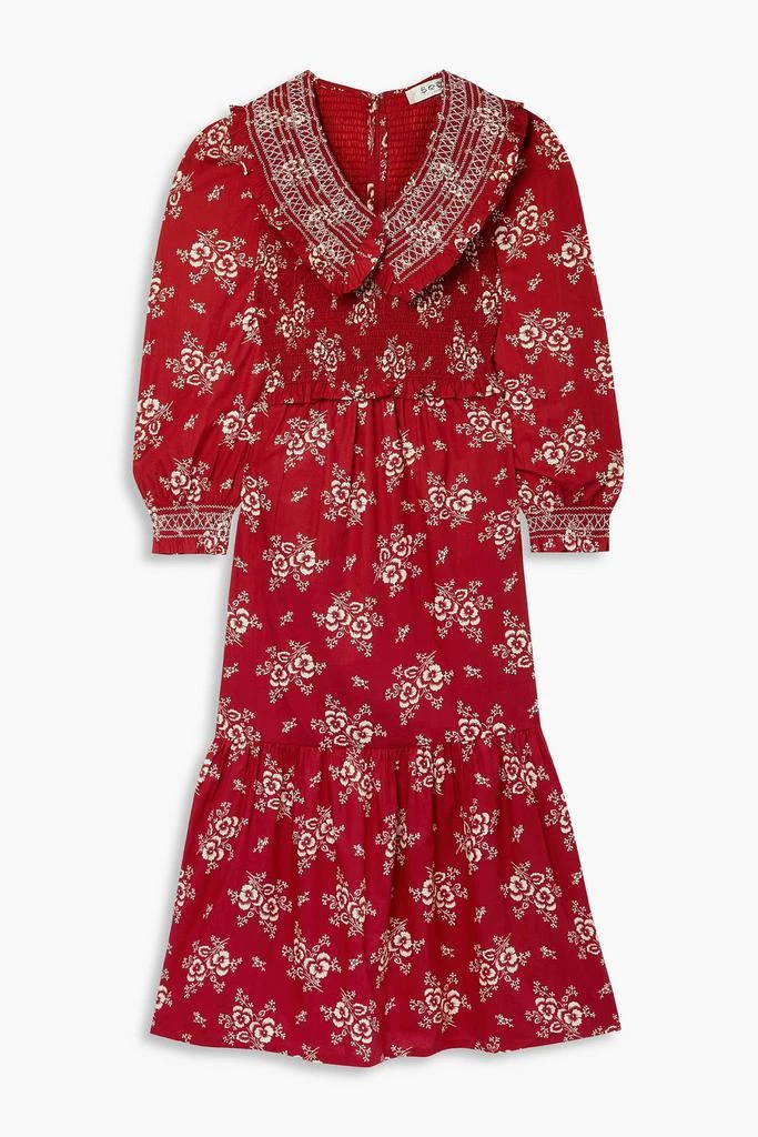 商品Sea|Alessia ruffled shirred floral-print cotton midi dress,价格¥1420,第1张图片