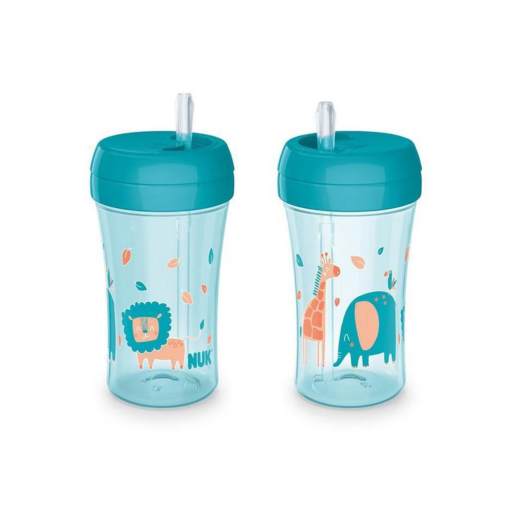 商品NUK|Spill Proof Easy Silicone Straw Cup, 2 Pack, Blue,价格¥131,第1张图片