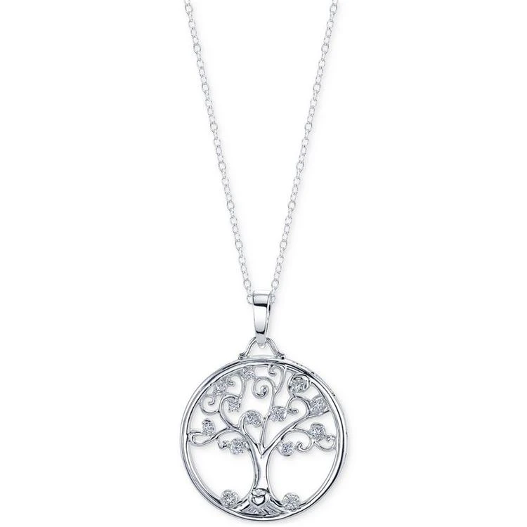 商品Unwritten|Cubic Zirconia Family Tree Pendant Necklace in Sterling Silver,价格¥749,第1张图片