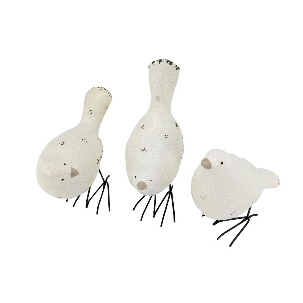 商品Homezia|Set of Three White and Black Polyresin and Metal Bird Sculptures,价格¥467,第3张图片详细描述