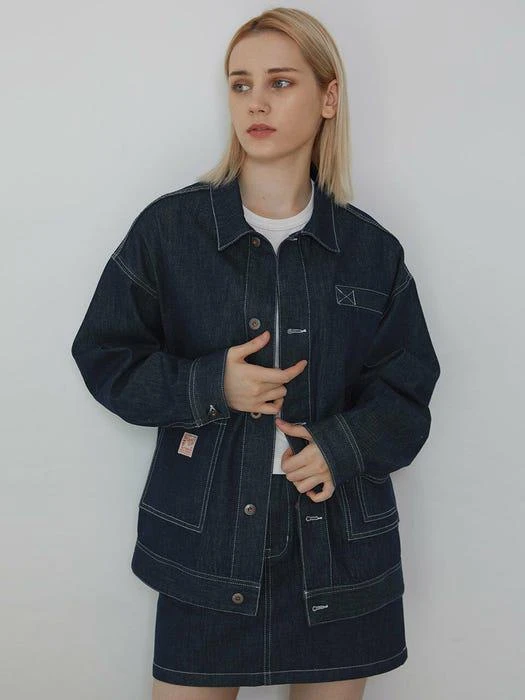 商品MAGOODGAN|ZERCLEAN 5107 Non Fade Oversized Denim Jacket (Dark Indigo),价格¥614,第1张图片
