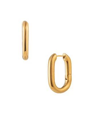 商品Eye Candy LA|Luxe 24K Goldplated Oval Huggie Earrings,价格¥240,第1张图片