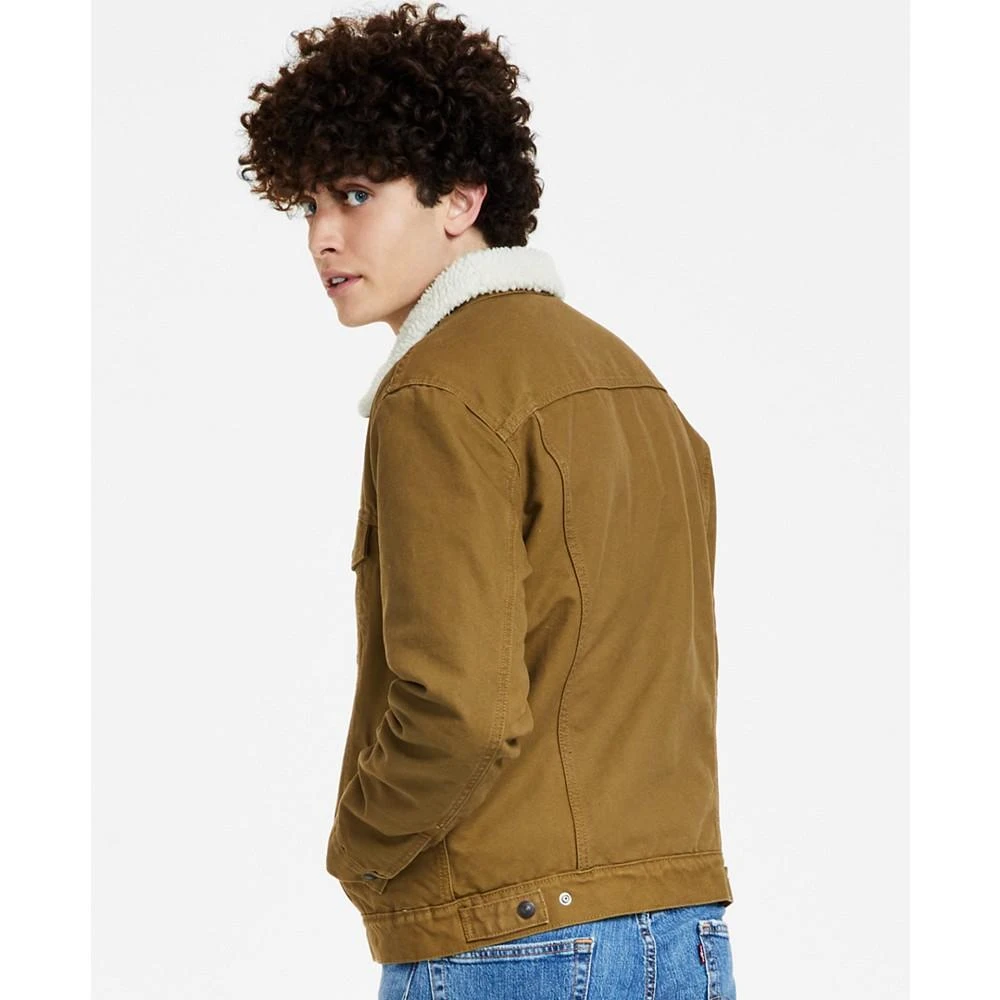 商品Levi's|Men's Regular Fit Sherpa Canvas Trucker Jacket,价格¥567,第2张图片详细描述