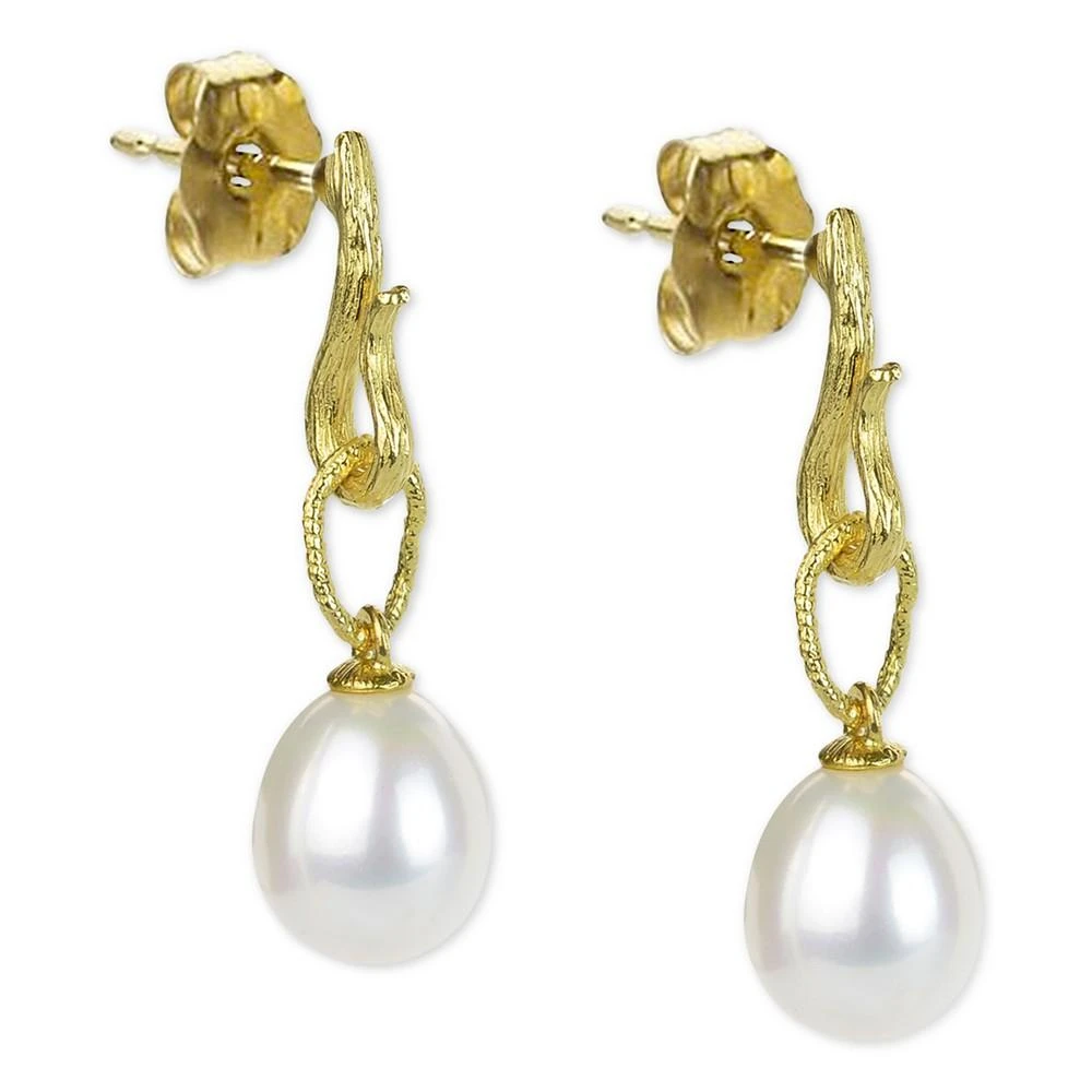 商品Macy's|Cultured Freshwater Pearl (8-1/2mm) Dangle Drop Earrings in 14k Gold,价格¥6000,第1张图片