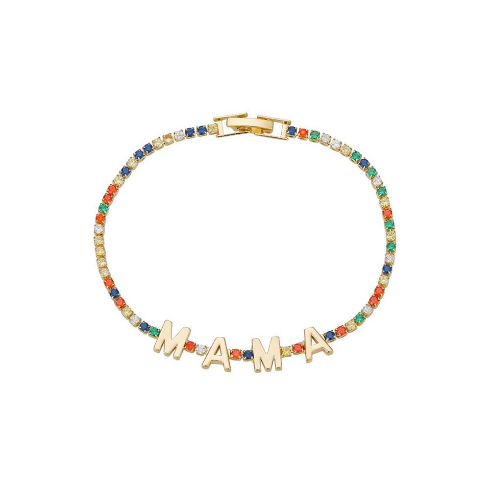 商品Unwritten|14K Gold Flash-Plated Multi-Color Cubic Zirconia "MAMA" Clasp Bracelet,价格¥133,第1张图片