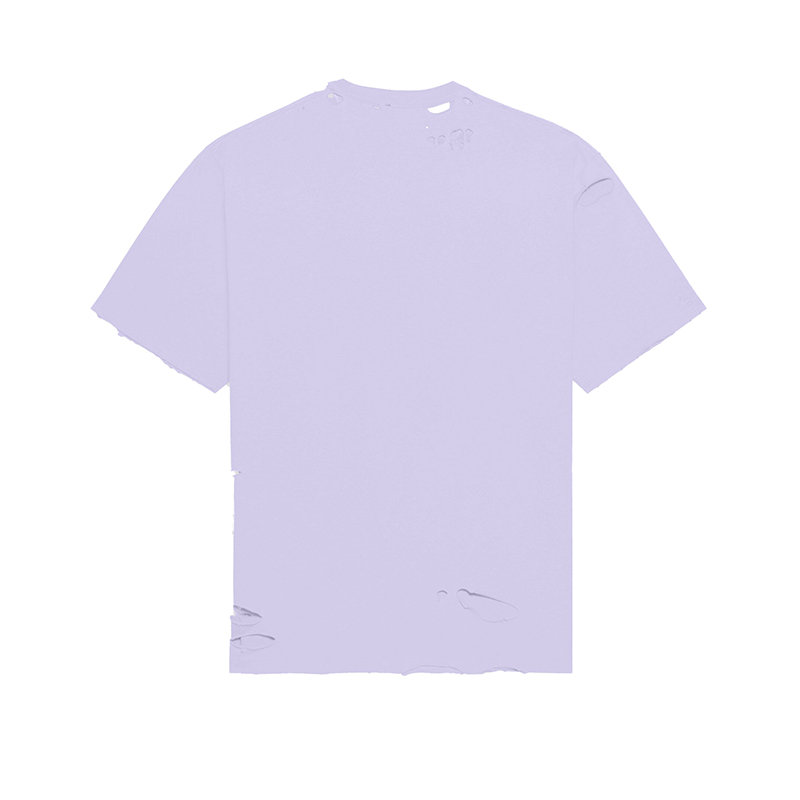 【预售3-7天】Balenciaga/巴黎世家 22年早春新款 DESTROYED系列 男女同款紫色纯棉撕裂破洞做旧设计宽松版型短袖T恤651795TKVB83078商品第2张图片规格展示