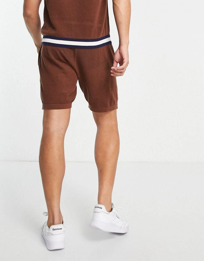 商品River Island|River Island textured knitted shorts in brown,价格¥155,第2张图片详细描述