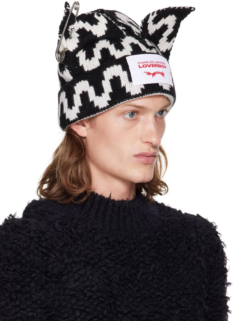 商品Charles Jeffrey Loverboy|SSENSE Exclusive Black Chunky Punk Ears Beanie,价格¥961,第2张图片详细描述