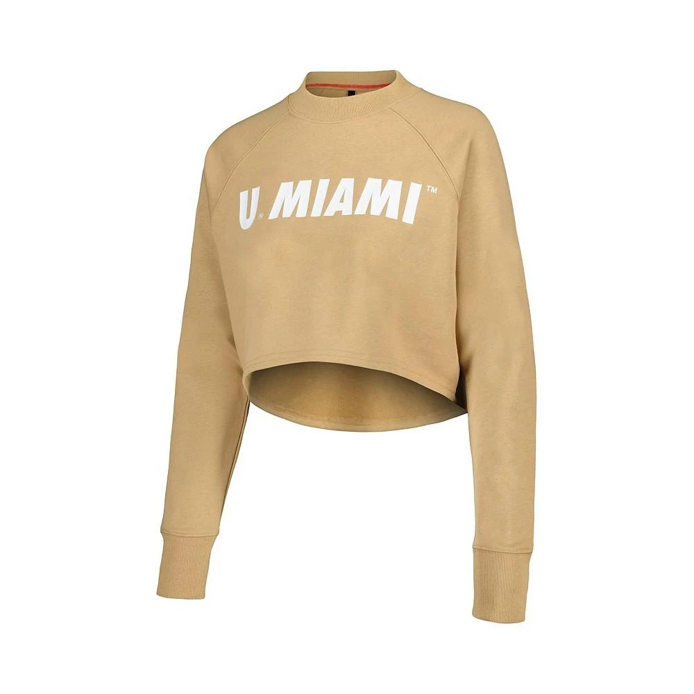 商品Kadyluxe|Women's Tan Miami Hurricanes Raglan Cropped Sweatshirt and Sweatpants Set,价格¥747,第3张图片详细描述