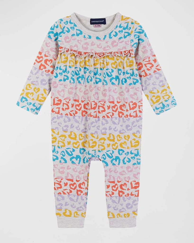 商品Andy & Evan|Girl's Multicolor Cheetah-Print Coverall W/ Headband, Size Newborn-24M,价格¥373,第3张图片详细描述