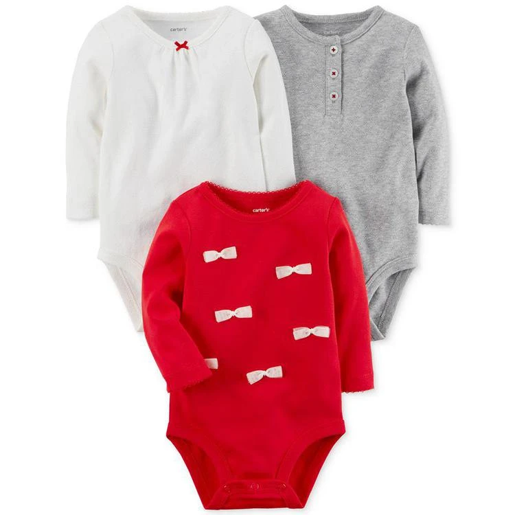 商品Carter's|3-Pk. Cotton Bodysuits, Baby Girls (0-24 months),价格¥56,第1张图片