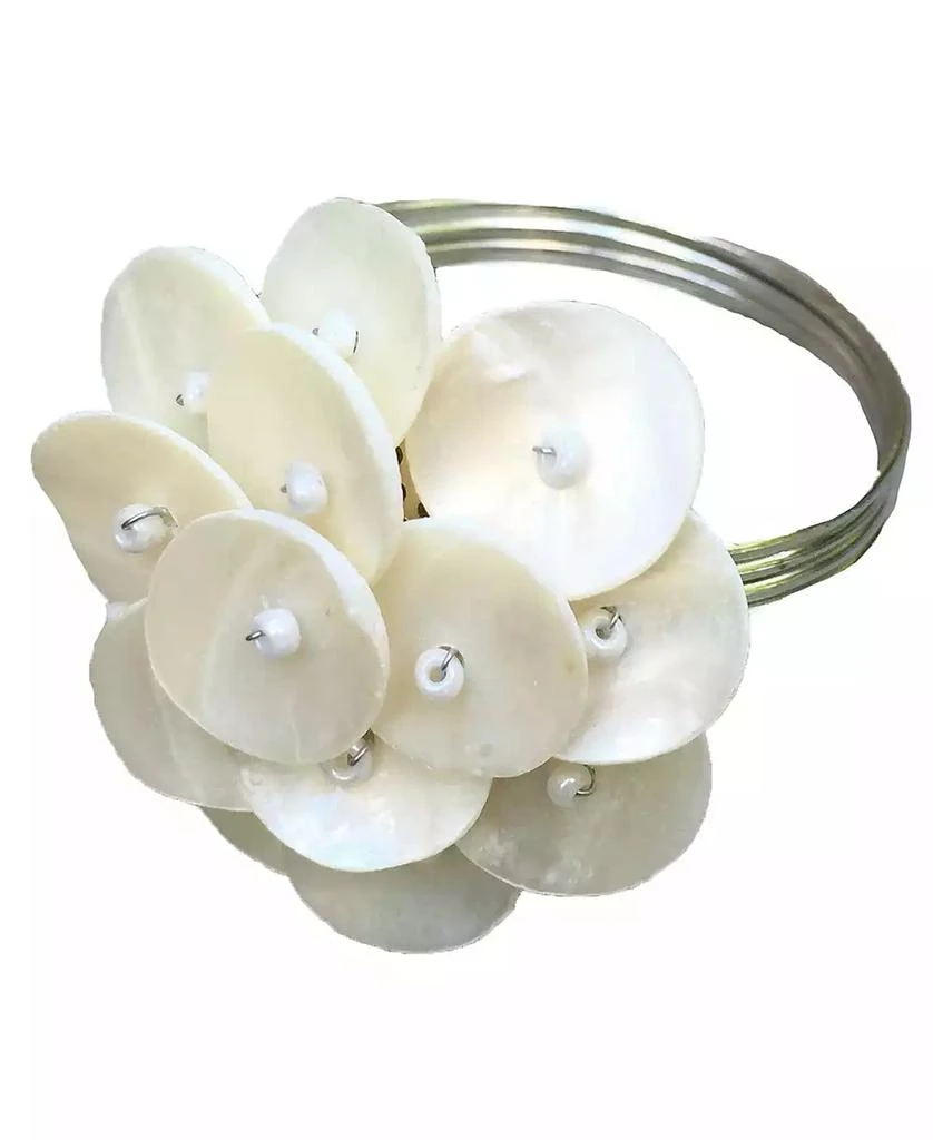 商品Manor Luxe|Mother of Pearl Elegant Flower Metal Napkin Rings, Set of 4,价格¥487,第2张图片详细描述