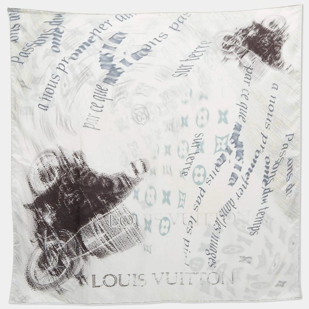 商品[二手商品] Louis Vuitton|Louis Vuitton White/Grey Motorcycle Graffiti Print Silk Scarf,价格¥2073,第1张图片