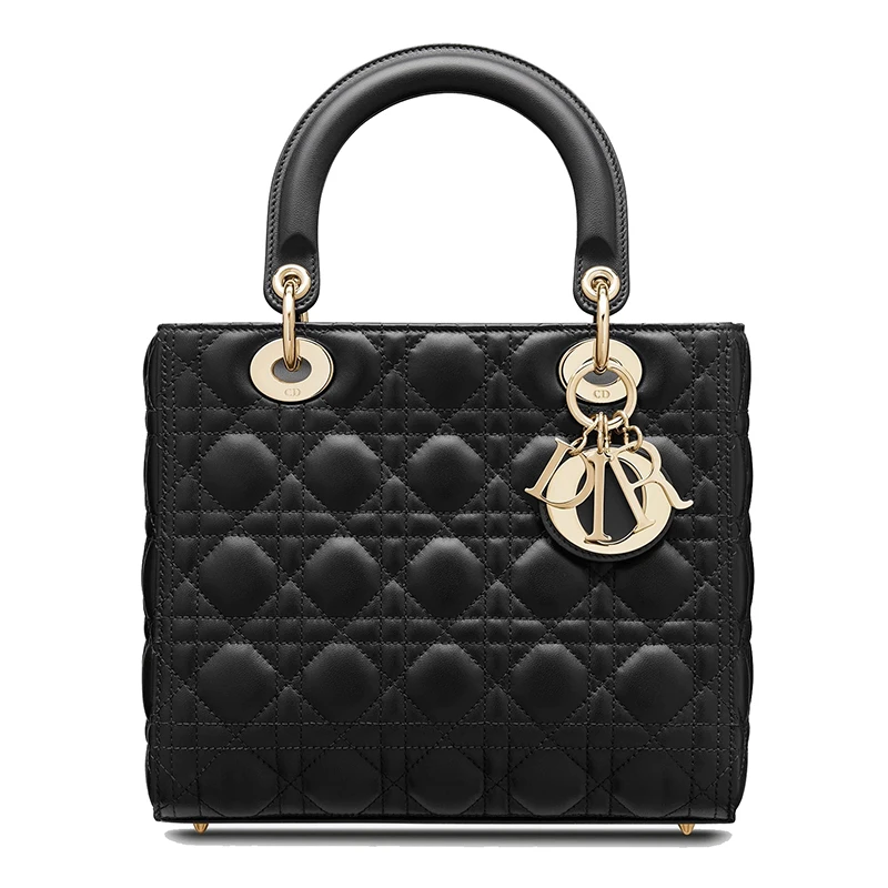 商品Dior|DIOR/迪奥 20女士 LADY DIOR黑色小羊皮中号手提包 ,价格¥45895,第1张图片