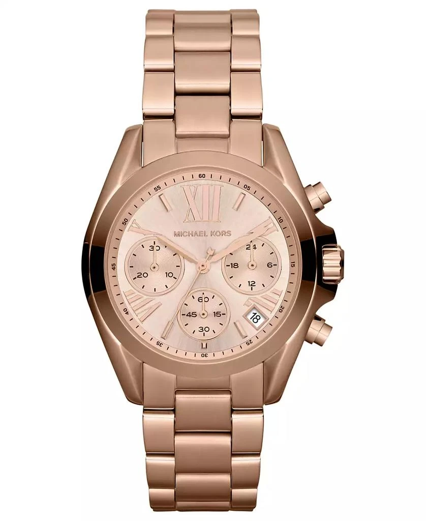 商品Michael Kors|Women's Chronograph Mini Bradshaw Rose Gold-Tone Stainless Steel Bracelet Watch 35mm MK5799,价格¥801,第1张图片