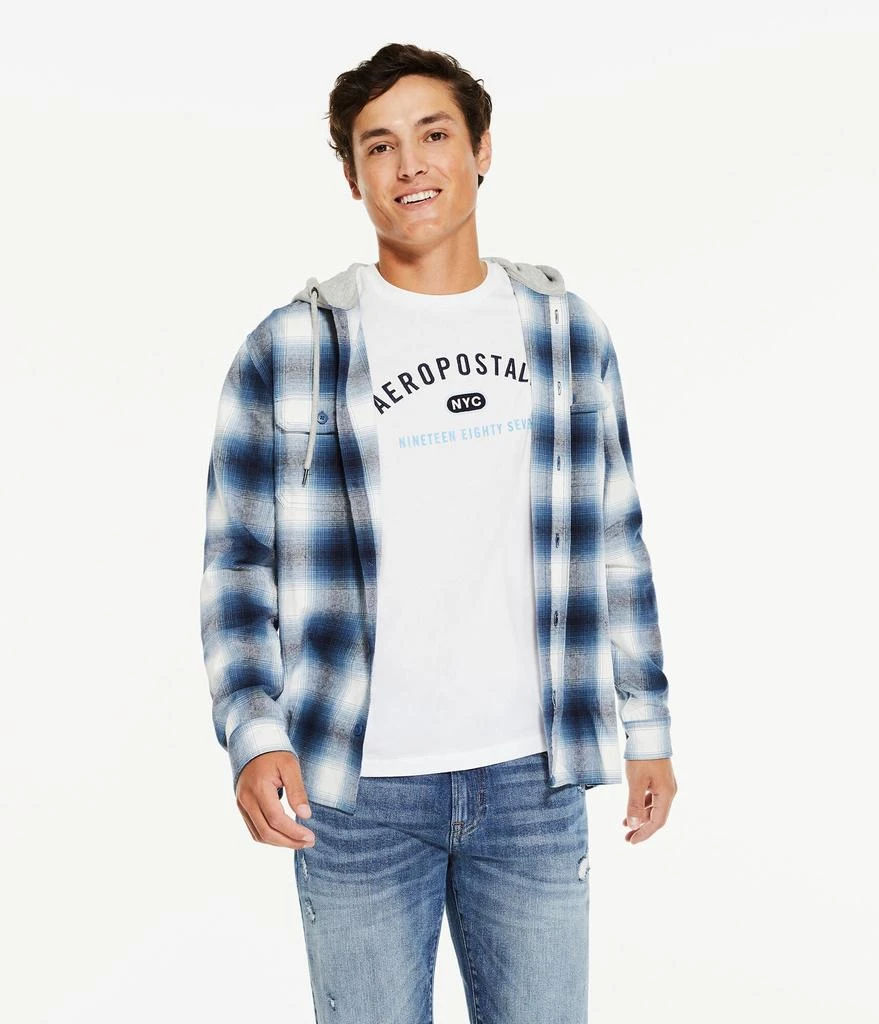 商品Aeropostale|Aeropostale Men's Long Sleeve Plaid Flannel Hooded Button-Down Shirt,价格¥120,第5张图片详细描述