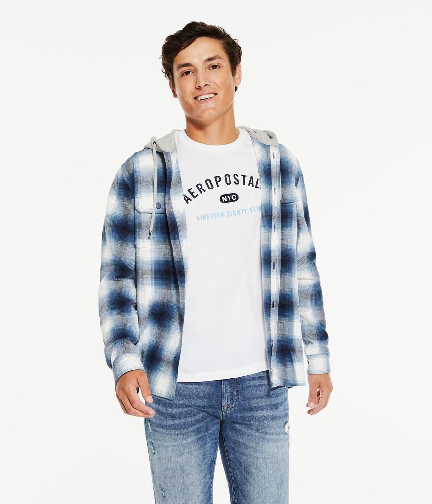 商品Aeropostale|Aeropostale Men's Long Sleeve Plaid Flannel Hooded Button-Down Shirt,价格¥108,第7张图片详细描述