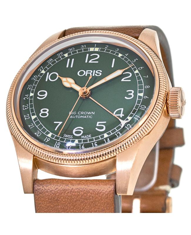 Oris Big Crown Pointer Date Green Dial Brown Leather Strap Women's Watch 01 754 7749 3167-07 5 17 69GBR商品第2张图片规格展示