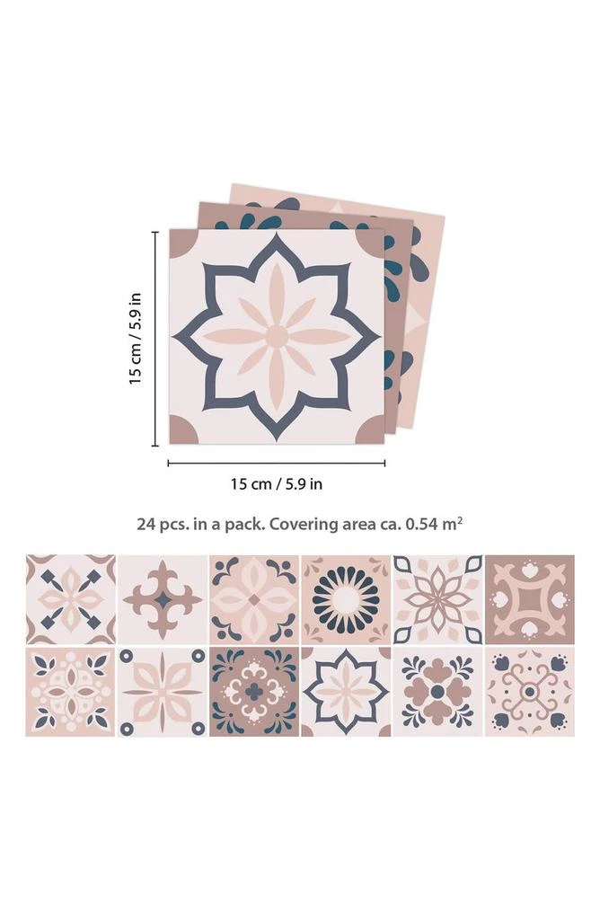 商品WALPLUS|Menara Pink & Grey 72-Piece Tile Sticker Set,价格¥239,第4张图片详细描述
