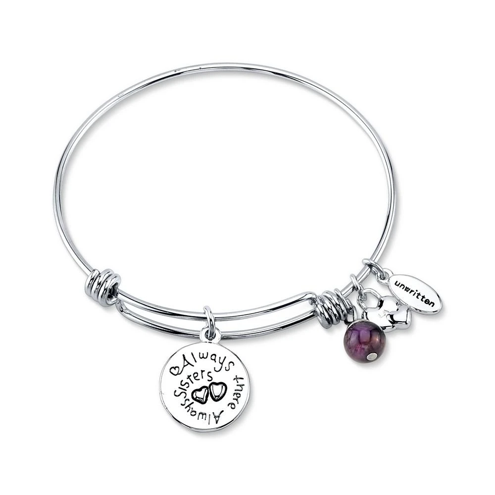 商品Unwritten|Sisters Infinity Silver Plated Charm and Amethyst (8mm) Bangle Bracelet,价格¥165,第2张图片详细描述