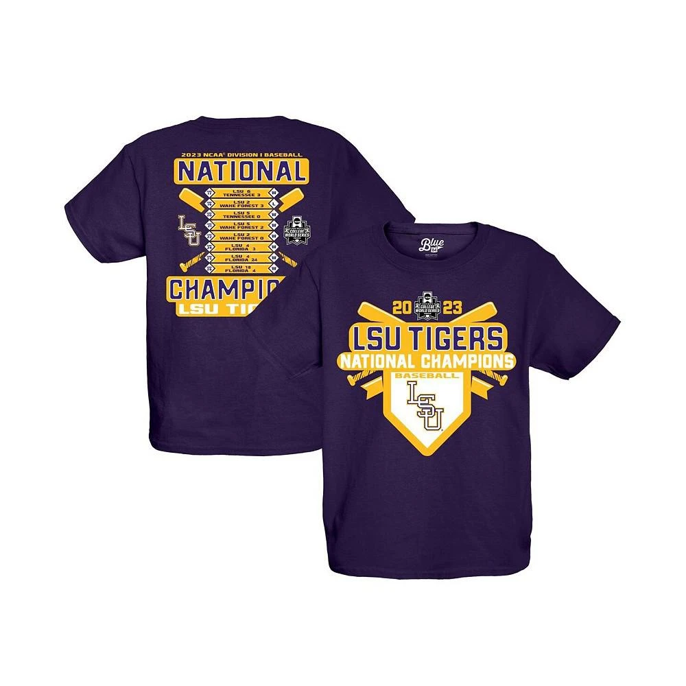 商品Blue 84|Big Boys Purple LSU Tigers 2023 NCAA Men's Baseball College World Series Champions Schedule T-shirt,价格¥261,第1张图片