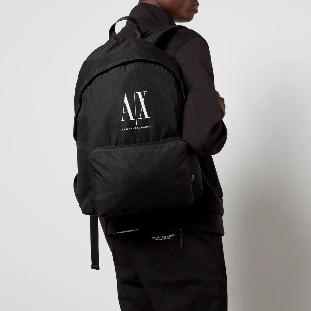 商品Armani Exchange|Armani Exchange Men's AX Logo Nylon Backpack - Black,价格¥605,第2张图片详细描述