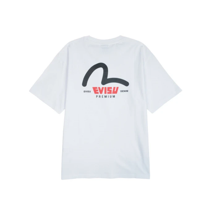 商品Evisu|【享贝家】（国内现货-QD）EVISU 福神 背后大标休闲宽松短袖T恤 男女同款 白色  EU5UTS903WH,价格¥114,第1张图片