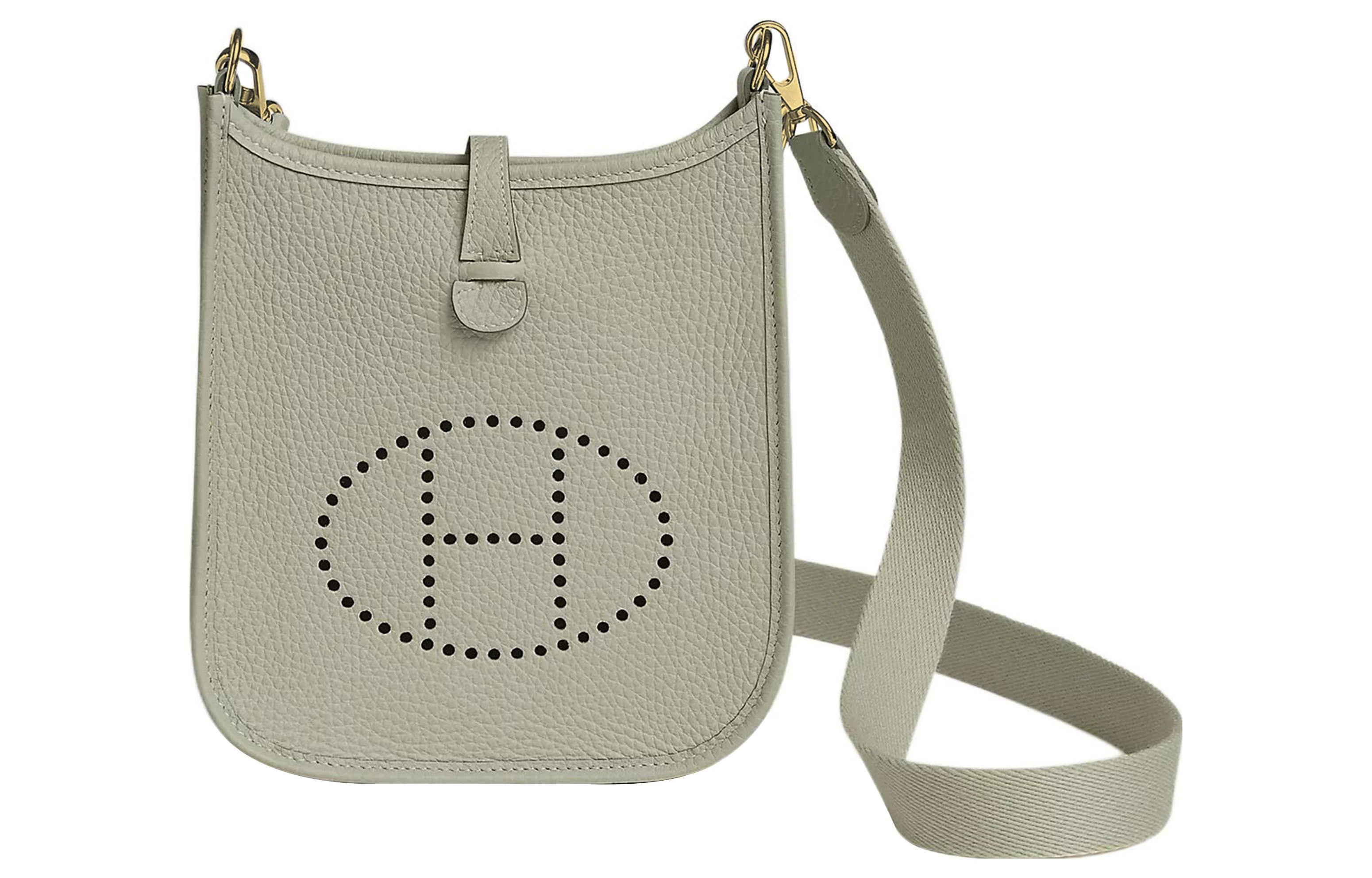 商品[国内直发] Hermes|爱马仕 Evelyne 16 金扣 Clemence牛皮 单肩斜挎包 迷你 女款 冰晶灰,价格¥26389,第1张图片