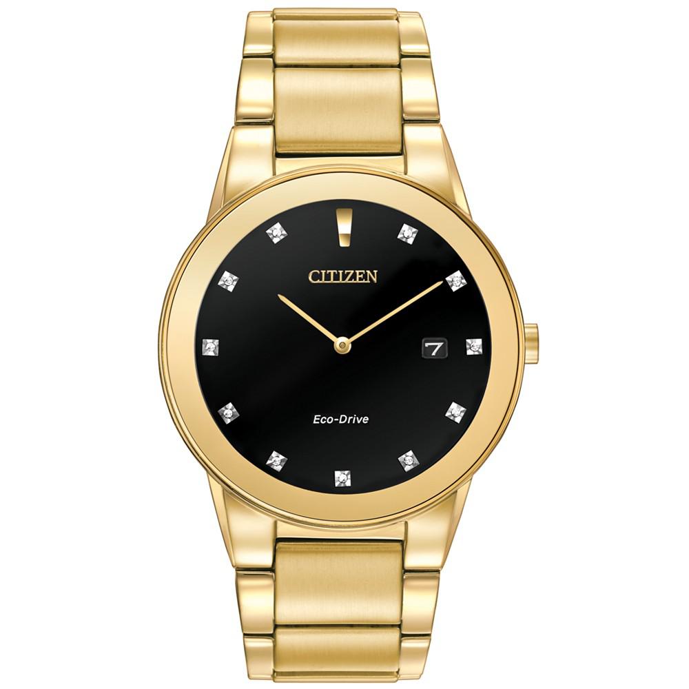 Men's Eco-Drive Axiom Diamond Accent Gold-Tone Stainless Steel Bracelet Watch 40mm AU1062-56G商品第1张图片规格展示