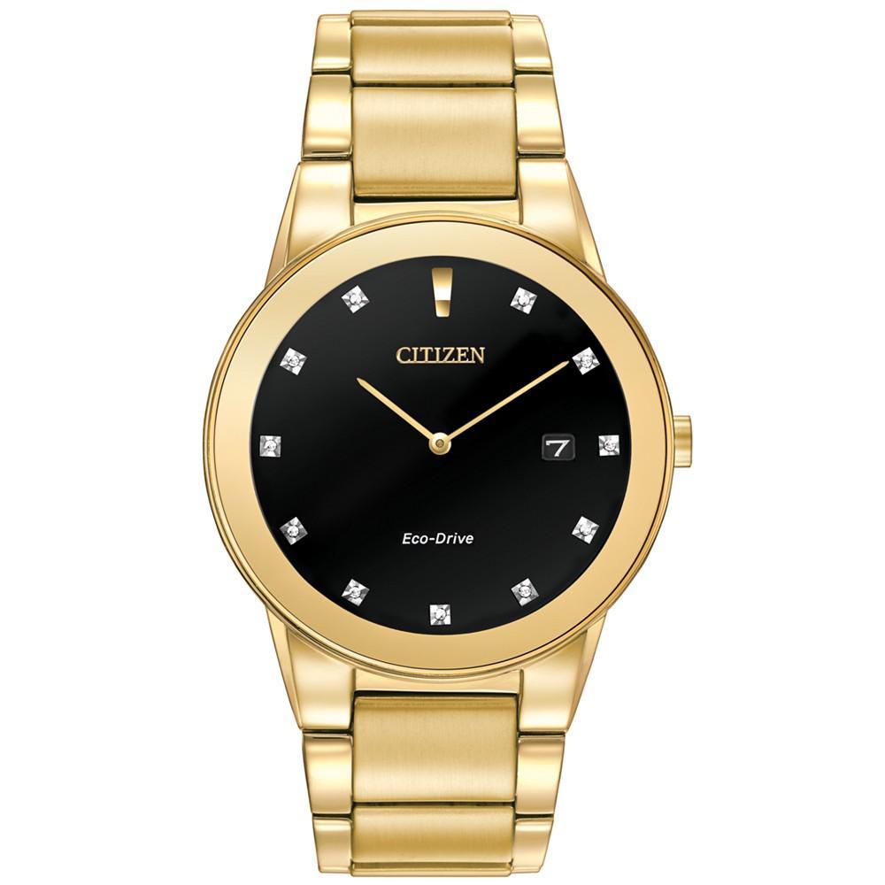 商品Citizen|Men's Eco-Drive Axiom Diamond Accent Gold-Tone Stainless Steel Bracelet Watch 40mm AU1062-56G,价格¥2122,第1张图片