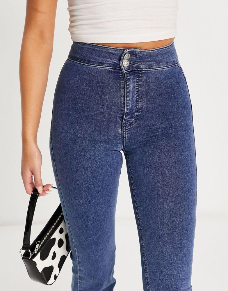 Topshop Three stretch flared jeans in mid blue商品第2张图片规格展示