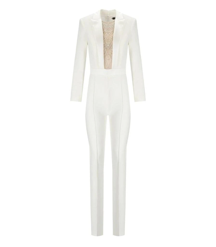 商品ELISABETTA FRANCHI|ELISABETTA FRANCHI  IVORY JUMPSUIT WITH PEARLS AND RHINESTONES,价格¥4560,第1张图片