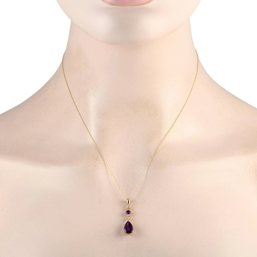 商品LB Exclusive|14K Yellow Gold 0.05ct Diamond and Amethyst Pendant Necklace PD4-16247YAM,价格¥2459,第2张图片详细描述