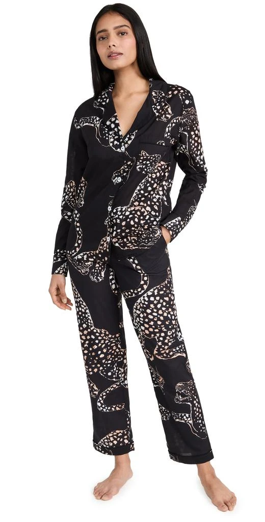 商品Desmond & Dempsey|Desmond & Dempsey 女士长袖美洲虎睡衣套装,价格¥1557,第1张图片