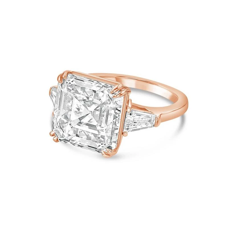 商品Diana M.|18kt rose gold lab grown asscher cut and baguette engagement ring featuring 2 ct center and 0.50 cts on the sides,价格¥14070,第2张图片详细描述